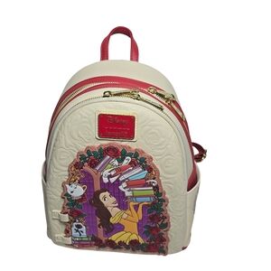Loungefly Disney Beauty & the Beast Belle Roses Magnetic Door Mini Backpack NWT